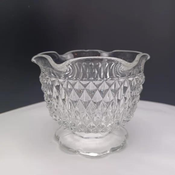Vintage Mayonaise Bowl Glass Diamond Pattern - Picture 2 of 5